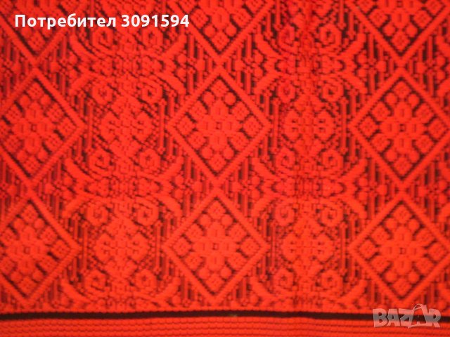Червена  тъкана покривка килим памучни конци, снимка 6 - Антикварни и старинни предмети - 34518969