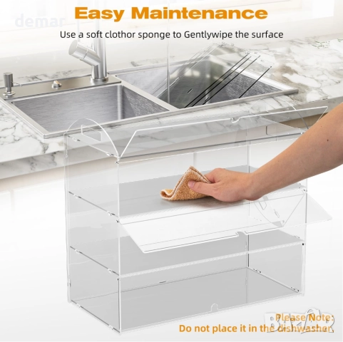 Витрина за пекарни Cityjoy с 3 нива и дръжка, 49,5 Д x 26 Ш x 38 В сантиметра, снимка 5 - Други стоки за дома - 51918887