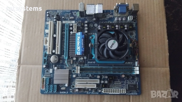 Дънна платка Gigabyte GA-MA78LMT-S2 Socket AM3 CPU+FAN+RAM, снимка 4 - Дънни платки - 52402178