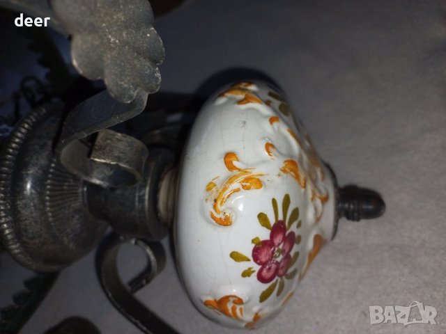 Абажур  от ковано желязо с порцелан, снимка 9 - Полилеи - 44293484