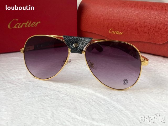 Cartier 2023 мъжки слънчеви очила с кожа и дътвени дръжки, снимка 8 - Слънчеви и диоптрични очила - 42830041