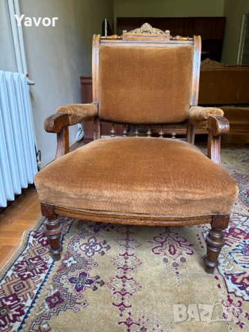Ретро комплект: канапе и два фотьойла от масивно дърво, снимка 2 - Дивани и мека мебел - 53132823