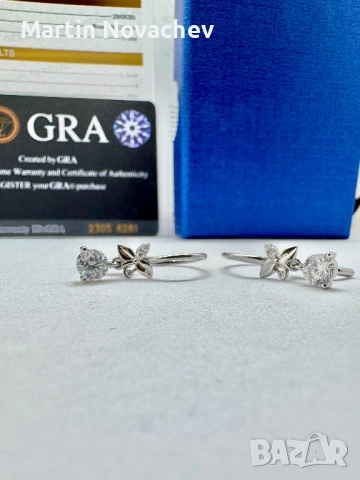 Сребърни обеци с мойсанит (Диамант) 0.5 карата, снимка 7 - Обеци - 54243312