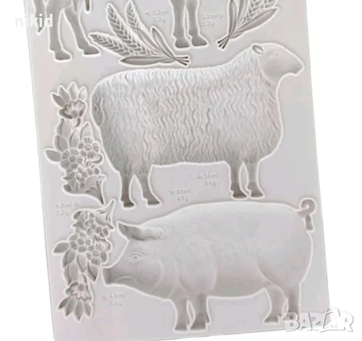 Големи прасе овца крава домашни животни силиконов молд форма фондан шоколад гипс декор, снимка 2 - Форми - 50319609