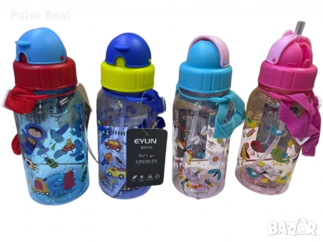 Цветна детска бутилка за вода с вградена сламка, снимка 5 - Други - 52406630
