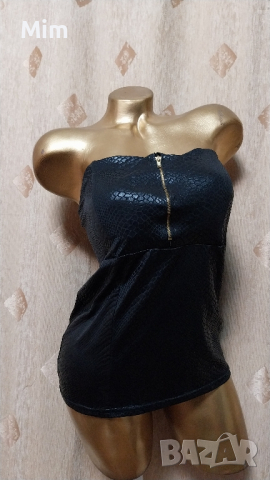  Черен еластичен корсет / топ/ змийски принт , снимка 4 - Корсети, бюстиета, топове - 44664512