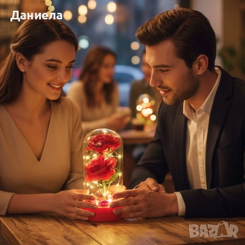 Декоративни рози в прозрачен купол и елегантна опаковка, снимка 2 - Декорация за дома - 53074827