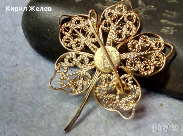 СТАРА ПРЕЛЕСТНА НЕЖНА ФЛОРАЛНА ФИЛИГРАННА ПОЗЛАТЕНА БРОШКА ЦВЕТЕ ФИНА РЪЧНА ИЗРАБОТКА 39780, снимка 5 - Антикварни и старинни предмети - 48818852