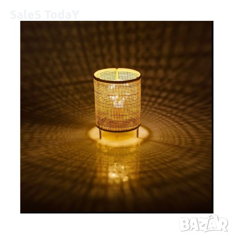 Нощна лампа- Ратанова, настолна лампа, 10 LED, 12.5x17.5cm, батерии, снимка 2 - Настолни лампи - 42447862