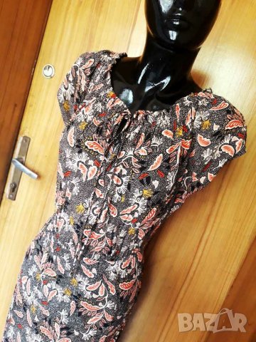 Оранжева дълга рокля с цепки Л, снимка 2 - Рокли - 22189080