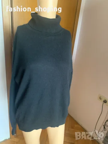 Черен пуловер тип поло Royal Class, размер L, кашмир и коприна