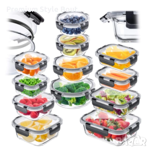 Комплект от 12 стъклени кутии за храна Termoli - дълготрайна свежест на храната, снимка 7 - Други стоки за дома - 53922827