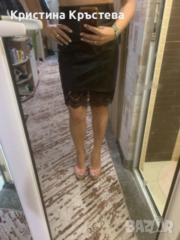 Дамска елегантна кожена пола размер S, снимка 4 - Поли - 52447720