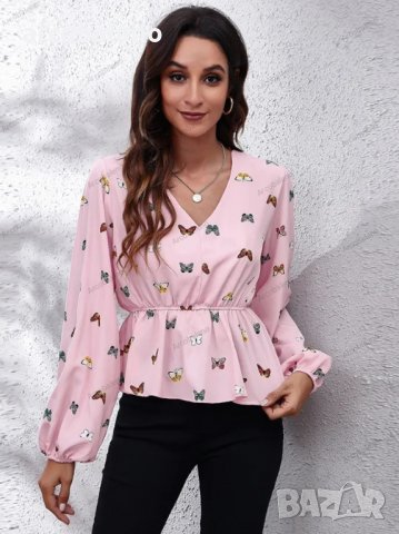 Дамска шифонена риза с карирана флорална щампа с V-образно деколте, 4цвята - 023, снимка 6 - Ризи - 39712876