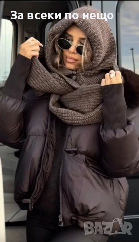 Дамско Зимно Яке С Пухена Яка И качулка Код S349, снимка 3 - Якета - 52450678