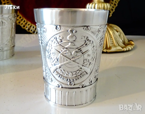 Калаени чаши за вино Ангел,Тръбач,Пушки. , снимка 6 - Антикварни и старинни предмети - 54305824