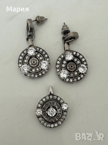Сребърен 925 комплект от обеци и колие Булгари “Bvlgari“, снимка 2 - Колиета, медальони, синджири - 52467800