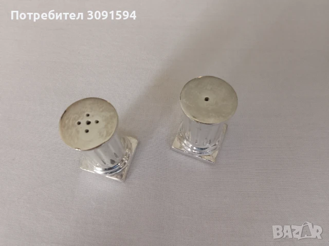 Солница и пиперница, римска колона, изработена от посребрен благороден метал, с квадратна основа. , снимка 8 - Други ценни предмети - 51241050