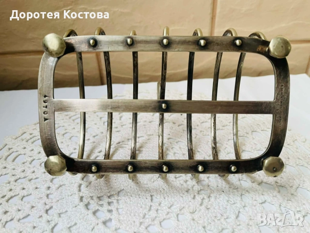 Красива посребрена поставка за 6 филийки от Англия, снимка 6 - Антикварни и старинни предмети - 53291174