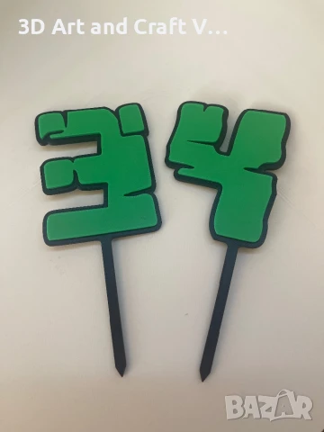 Топер за торта “Happy Birthday” + цифри в Minecraft стил, снимка 3 - Фигурки - 50795629