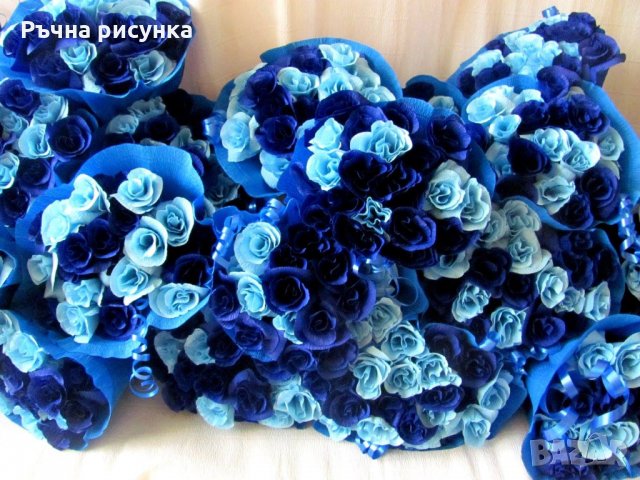 Букети и букетчета в синьо, снимка 13 - Изкуствени цветя - 31382192