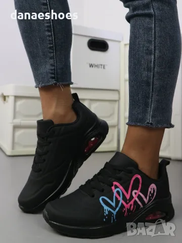 Дамски маратонки с щампи на сърца, снимка 5 - Маратонки - 49874884