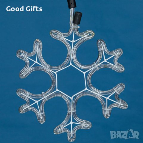 Светеща коледна снежинка, 27см, Студено бяло, снимка 2 - Лед осветление - 42742896