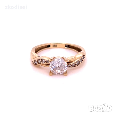 Златен дамски пръстен 2,29гр. размер:55 14кр. проба:585 модел:34325-1, снимка 1