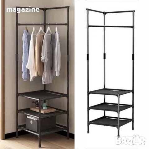 Многофункционална ъглова закачалка за дрехи и рафотве за обувки, снимка 2 - Етажерки - 40694800