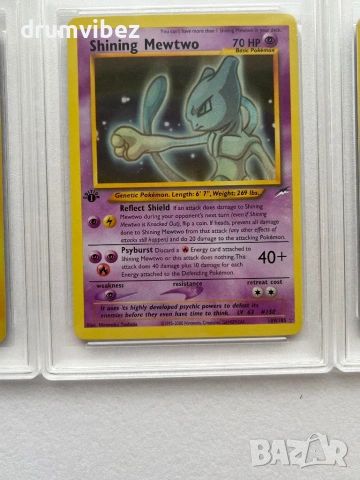 4 Pokemon Rare Cards:Gyarados,Charizard,Shining Mewtwo & Shining Gyarados, снимка 4 - Колекции - 53903871