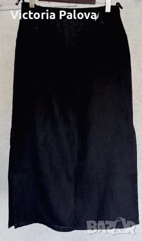 Черна права пола ETÈ лен, снимка 5 - Поли - 52022644