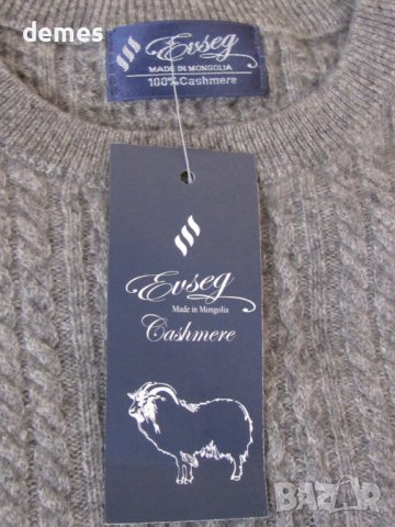 Сив пуловер от 100% кашмир, нов, размер L, Монголия, снимка 4 - Пуловери - 37431991
