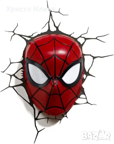 Лампа за стена 3D Глава на Спайдърмен Марвел Marvel Spiderman Лампа за детска стая, снимка 5 - Лампи за стена - 47516768