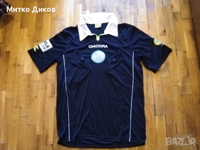 DFU Diadora маркова съдийска реферска тениска винтидж размер Л, снимка 2 - Футбол - 52054856