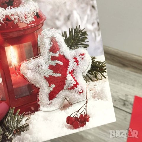 4190 Голяма поздравителна картичка за Коледа и Нова Година, с червен плик, снимка 6 - Ученически пособия, канцеларски материали - 42770122