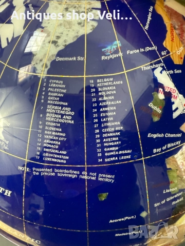 Настолен глобус от полускъпоценни минерали №7670, снимка 3 - Антикварни и старинни предмети - 52627022