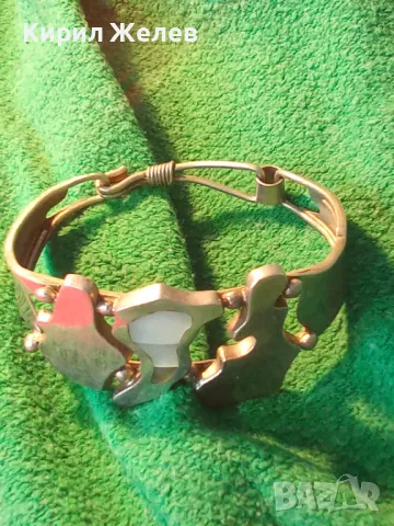 КРАСИВА СТАРА РЕТРО АРТ ПОСРЕБРЕНА МЕДНА ГРИВНА с ИНКРУСТИРАН СЕДЕФ и ИНИЦИАЛИ на МАЙСТОРА МК 48606, снимка 16 - Антикварни и старинни предмети - 48492620