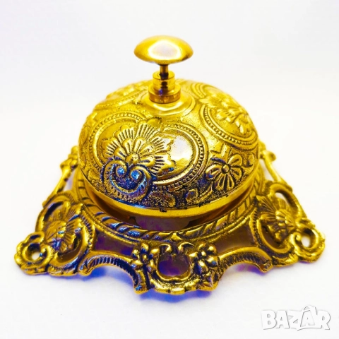 Звънец бронзов настолен с ретро дизайн 