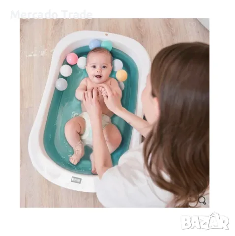  Бебешка вана Mercado Trade, Сгъваема, Анатомична, Бял, снимка 4 - За банята - 49709082