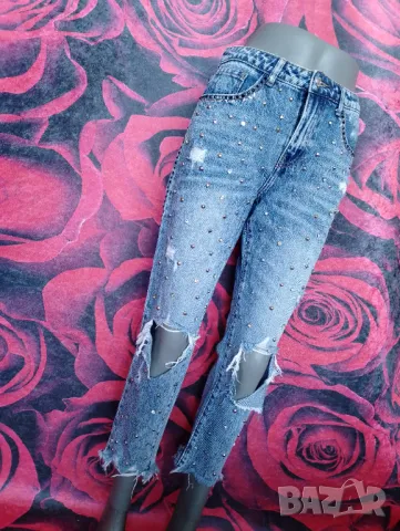 Екстравагантни дамски дънки с кабси Модел 2 С/М , снимка 3 - Дънки - 48641237