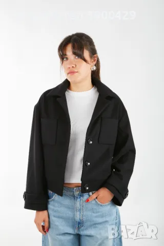 Дамско Вълнено късо Яке Terry jacket - Черно, снимка 2 - Якета - 47377317