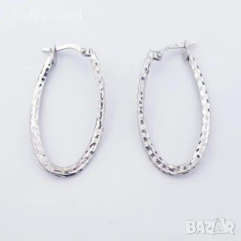 Златни обеци халки от бяло -14К, снимка 8 - Обеци - 39965773