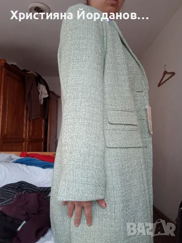 Елегантно дизайнерско сако цвят мента с ЕТИКЕТ , снимка 4 - Сака - 49090899