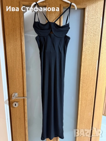 Нова черна еластична парти коктейлна официална рокля тип корсет миди midi дължна , снимка 2 - Рокли - 52721899