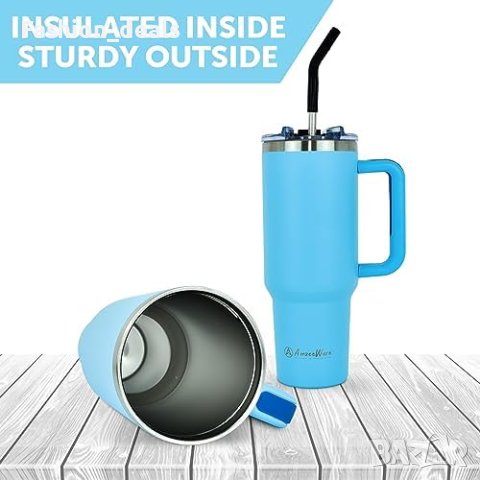 Нова Чаша с изолация от 40 унции с дръжка и сламка Подарък, снимка 6 - Други стоки за дома - 42895102