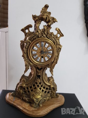 Масивен бронзов механичен френски часовник, снимка 2 - Антикварни и старинни предмети - 37133808
