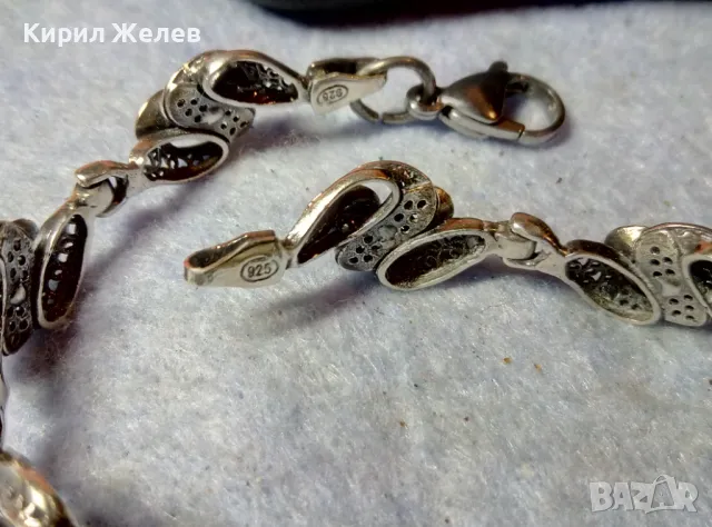 ИЗУМИТЕЛНО КРАСИВА АРТ СРЕБЪРНА ГРИВНА СРЕБРО 925 с БЯЛА ПОЗЛАТА Закопчалка БЛАГОРОДНА СТОМАНА 47484, снимка 6 - Гривни - 48492785