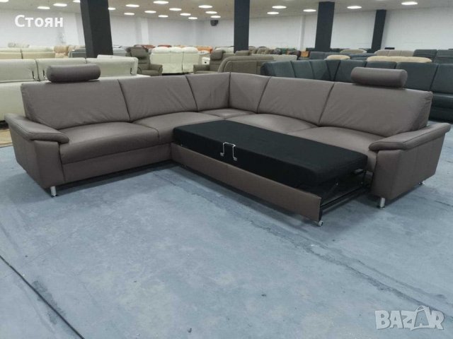 Кожен ъглов диван с ф-я сън цвят Мока "Vito Spring", снимка 5 - Дивани и мека мебел - 39331004
