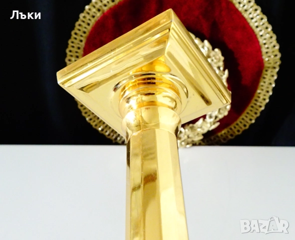 Позлатен бронзов свещник 410 гр.,Art Deco. , снимка 6 - Антикварни и старинни предмети - 52417594
