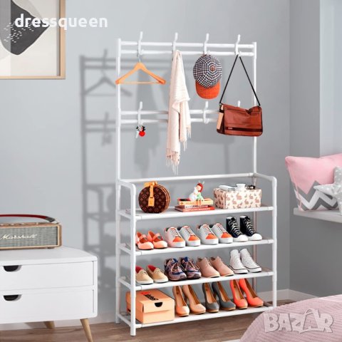 4073 Етажерка за обувки с 5 рафта+закачалки , снимка 2 - Етажерки - 42154957